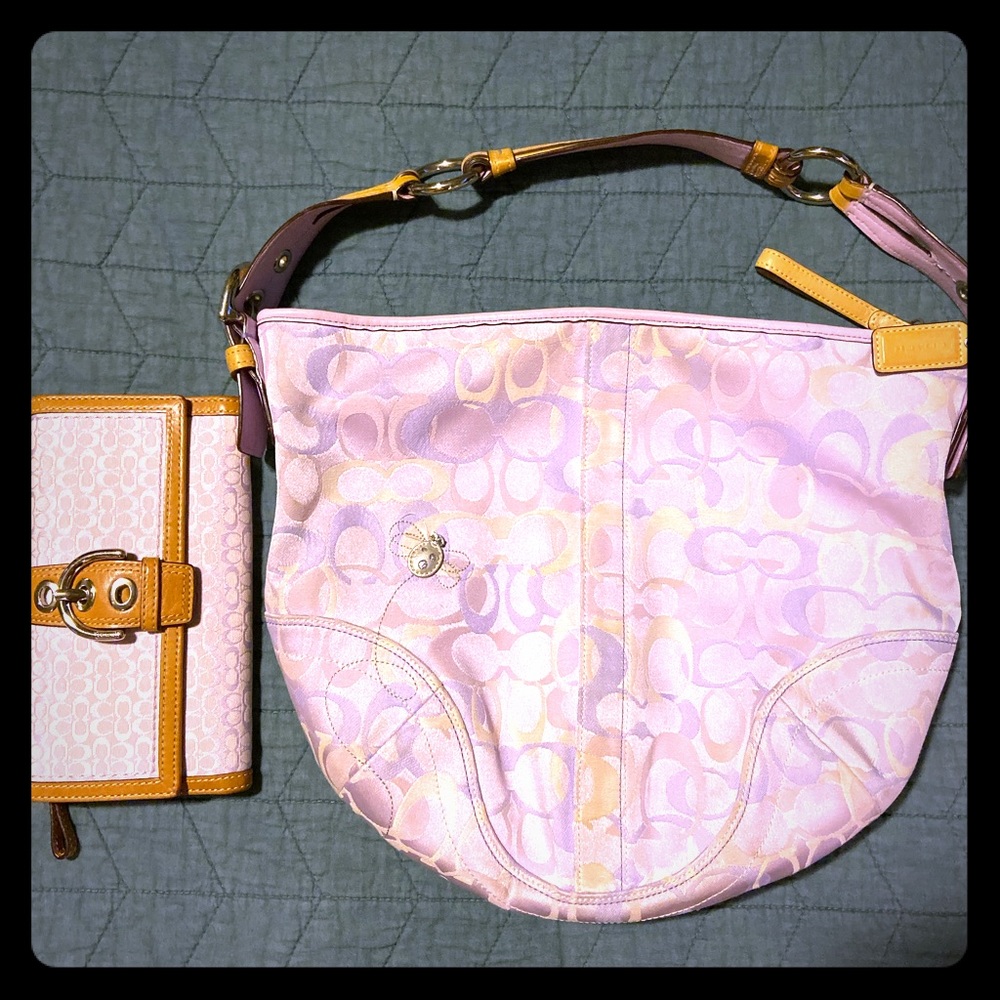 Vintage Bee light Purple Hobo Bag and Wallet